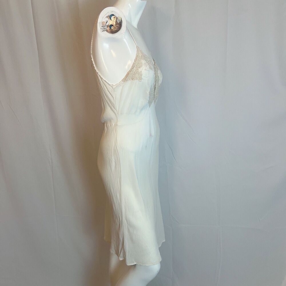 1960s-1970s Cream Slip Dress Keyhole Neckline Lace Detailing - Picture 5 of 8
